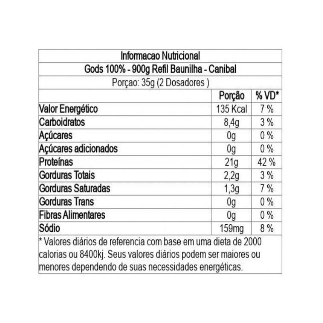 Sachê Gods 100% Whey (900g) Canibal Inc - Sabor Baunilha
