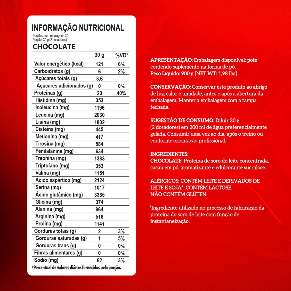 Whey 100% Pure (900g) Integralmedica - Sabor Chocolate