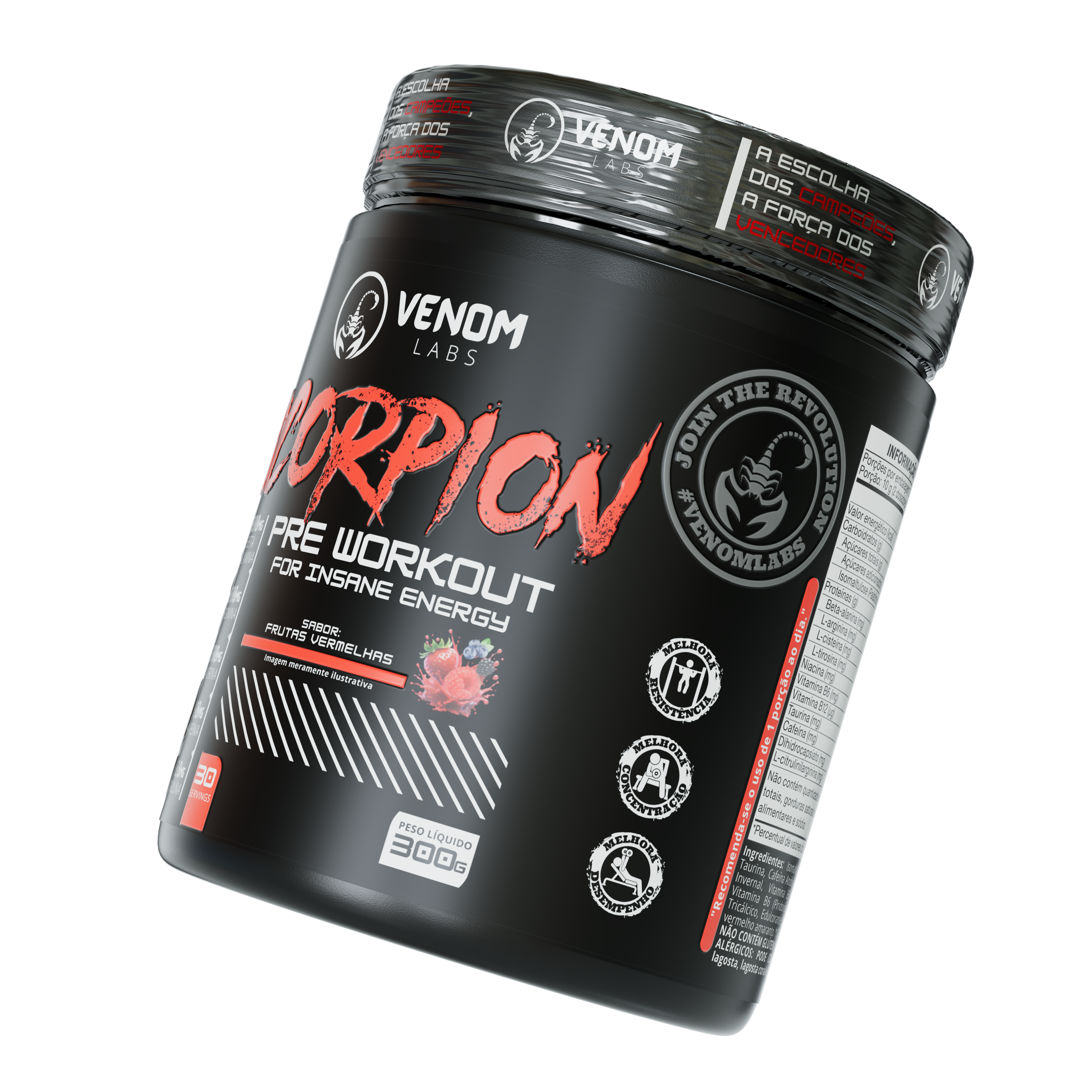 Pré-treino Scorpion (300g) Venom Labs - Sabor Frutas Vermelhas