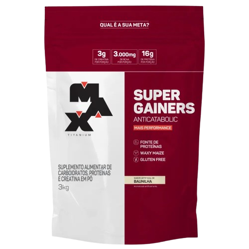 Hipercalórico Super Gainers (3Kg) Max Titanium - Sabor Baunilha