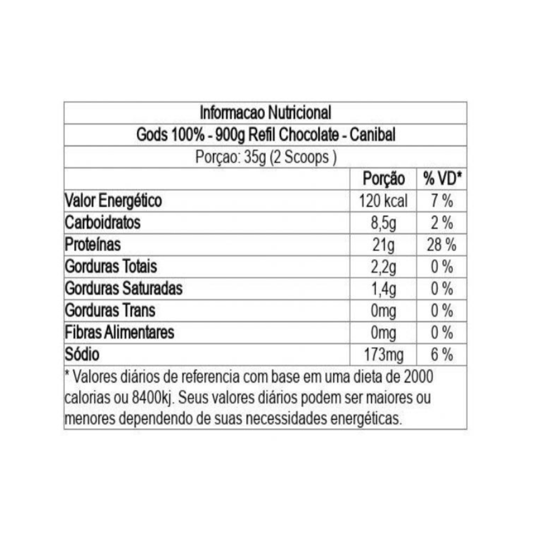 Sachê Gods 100% Whey (900g) Canibal Inc - Sabor chocolate