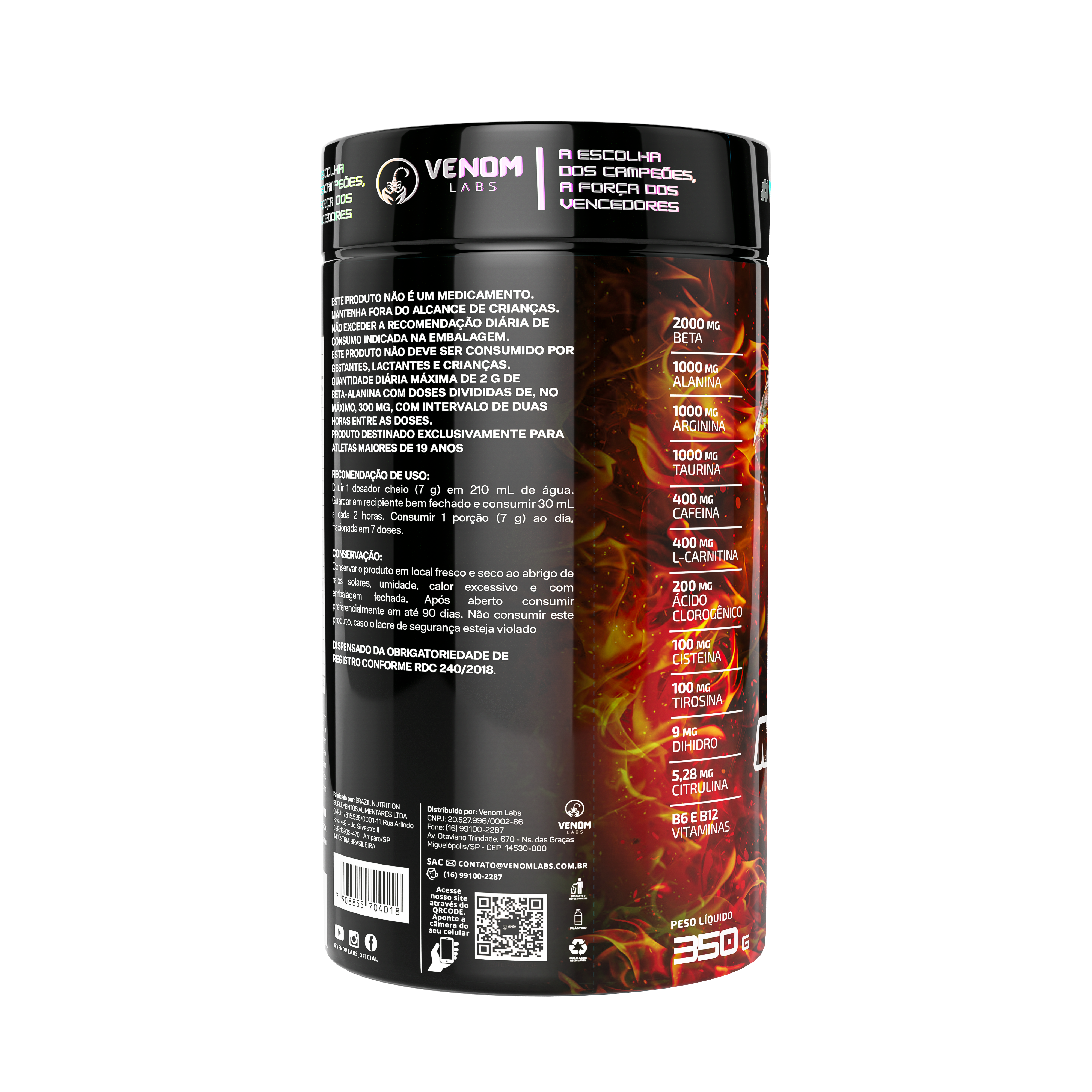 Pré-treino Madness (350g) Venom Labs - Sabor Pink Limonade