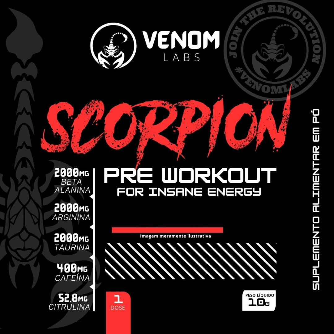 Sachê Pré-treino Scorpion (10g) Venom Labs - Sabor Maçã Verde