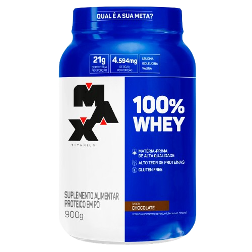 100% Whey (900g) Max Titanium - Sabor Chocolate