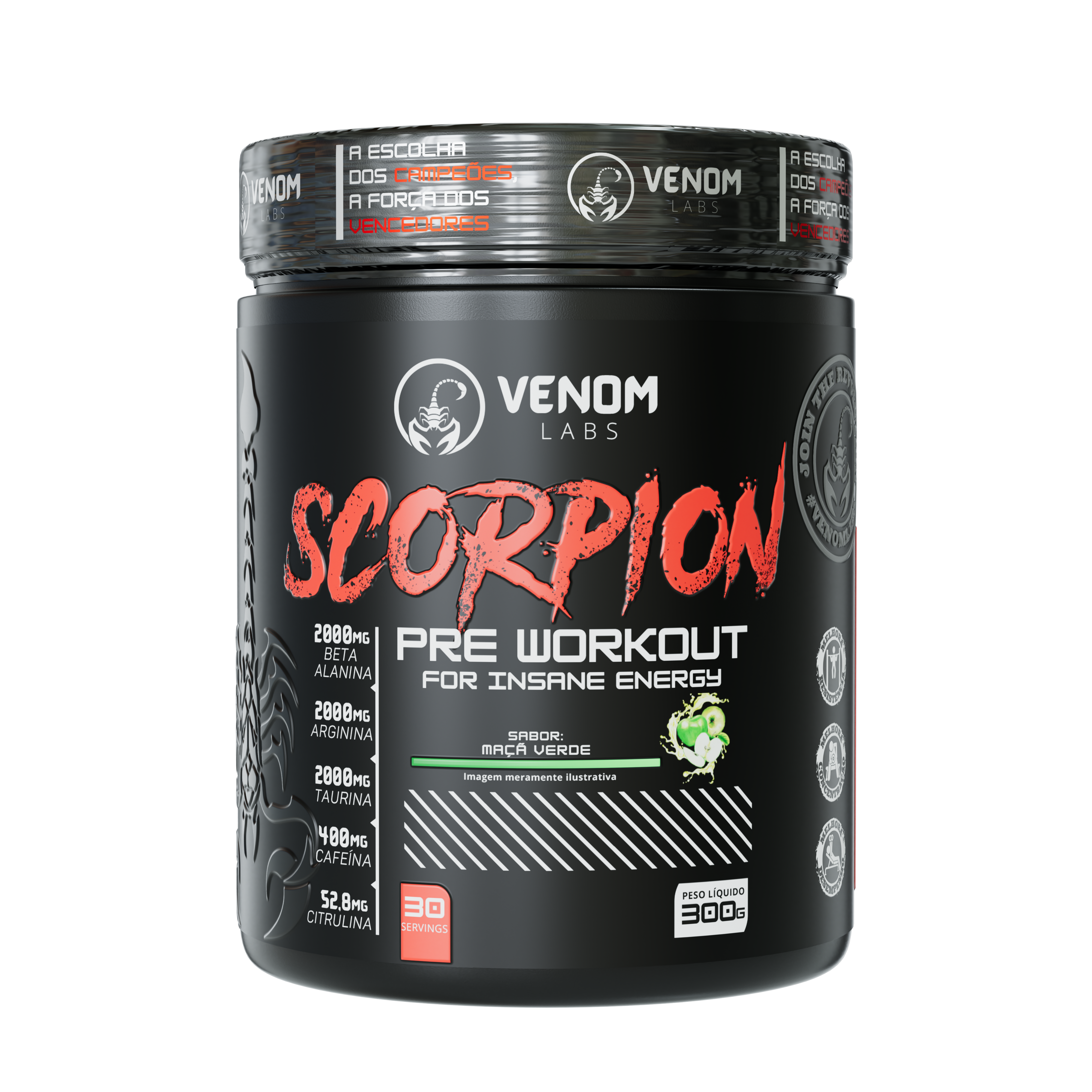 Pré-treino Scorpion (300g) Venom Labs - Sabor Maçã Verde