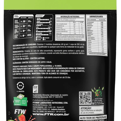 Sachê 100% Whey Protein (900g) Diabo Verde - Sabor Morango