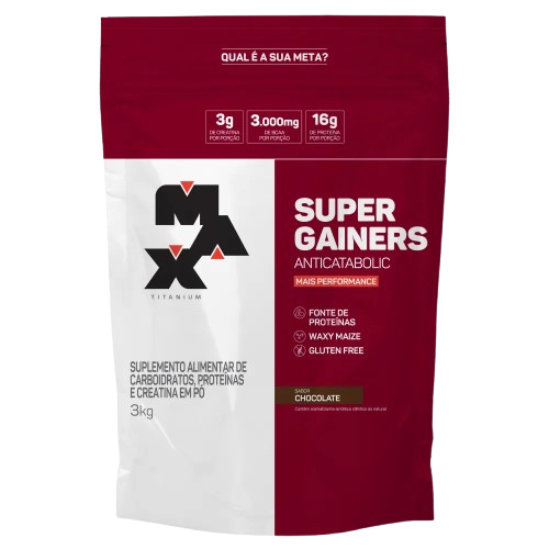 Hipercalórico Super Gainers (3Kg) Max Titanium - Sabor Chocolate