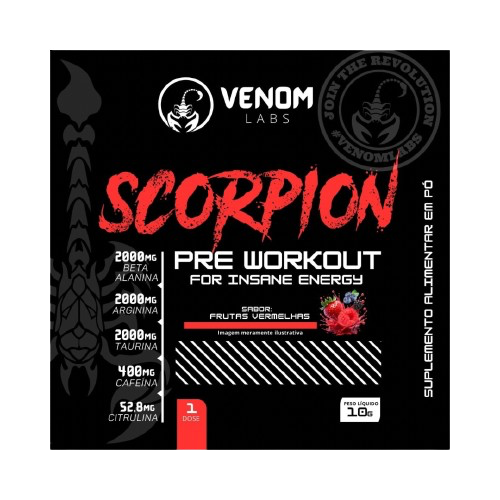 Sachê Pré-treino Scorpion (10g) Venom Labs - Sabor Maçã Verde