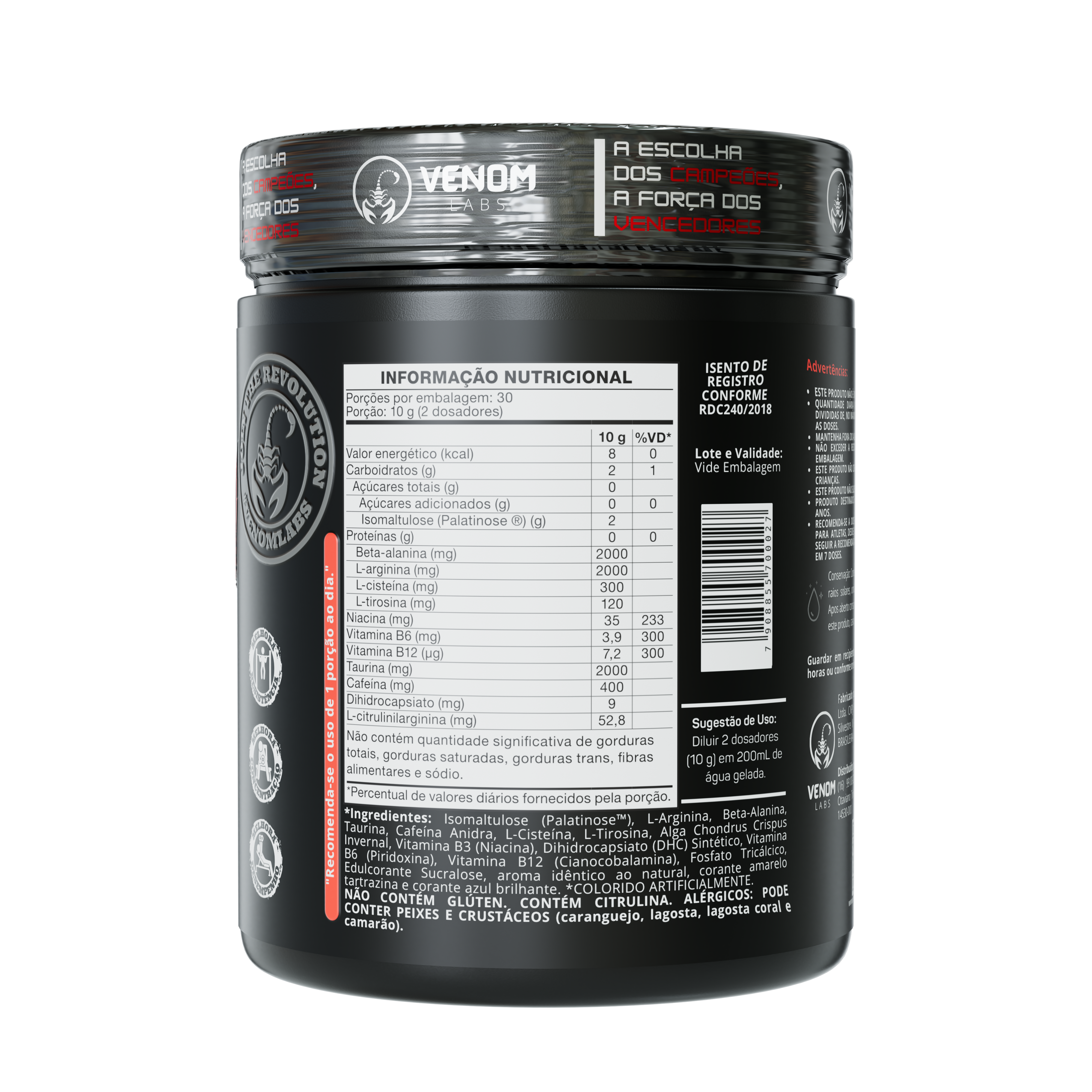 Pré-treino Scorpion (300g) Venom Labs - Sabor Maçã Verde