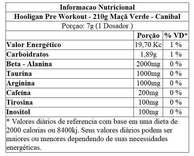 Pré-treino Hooligan (210g) Canibal Inc - Sabor Maçã Verde