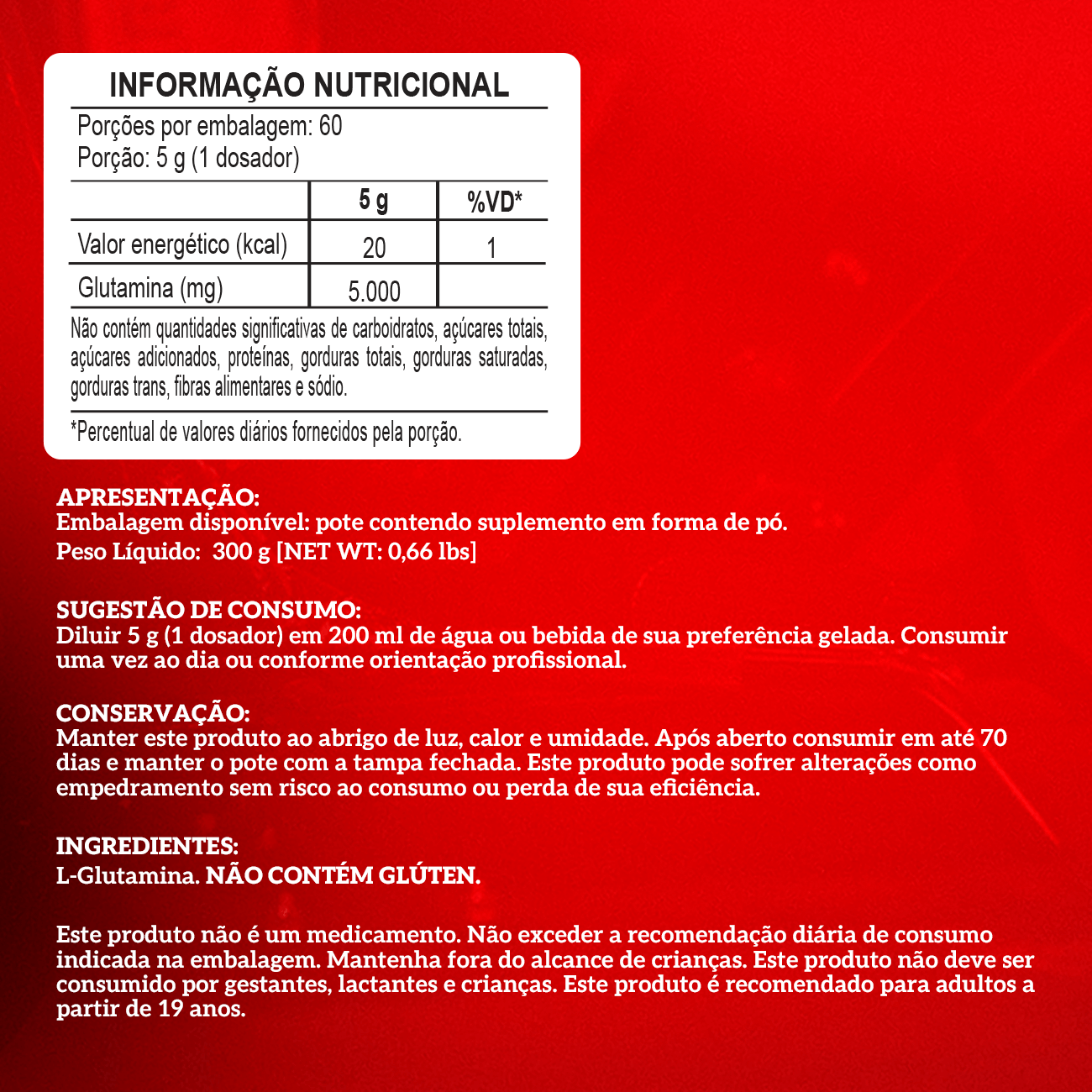 Glutamina Isolada (300g) Integralmedica