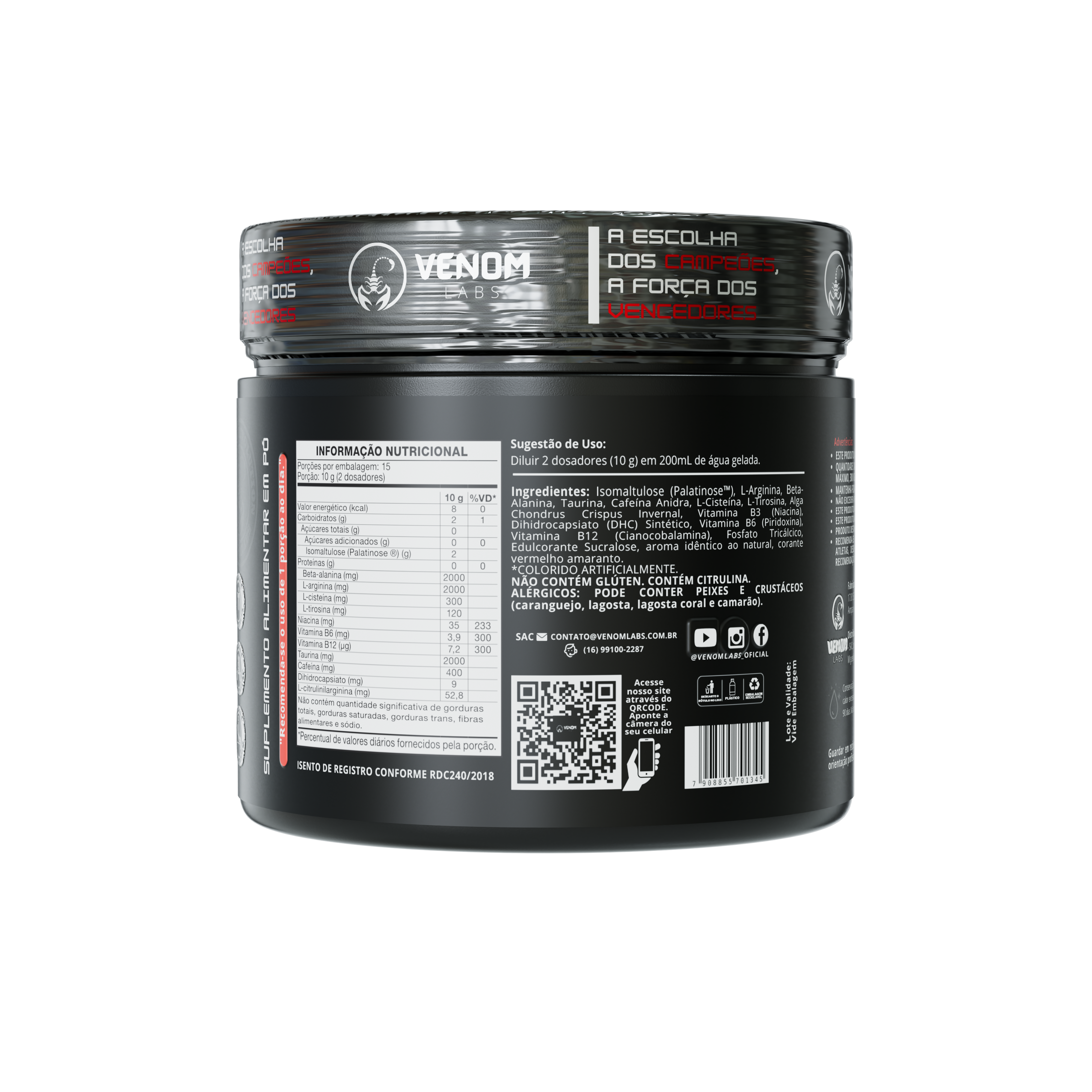 Pré-treino Scorpion (150g) Venom Labs - Sabor Frutas Vermelhas