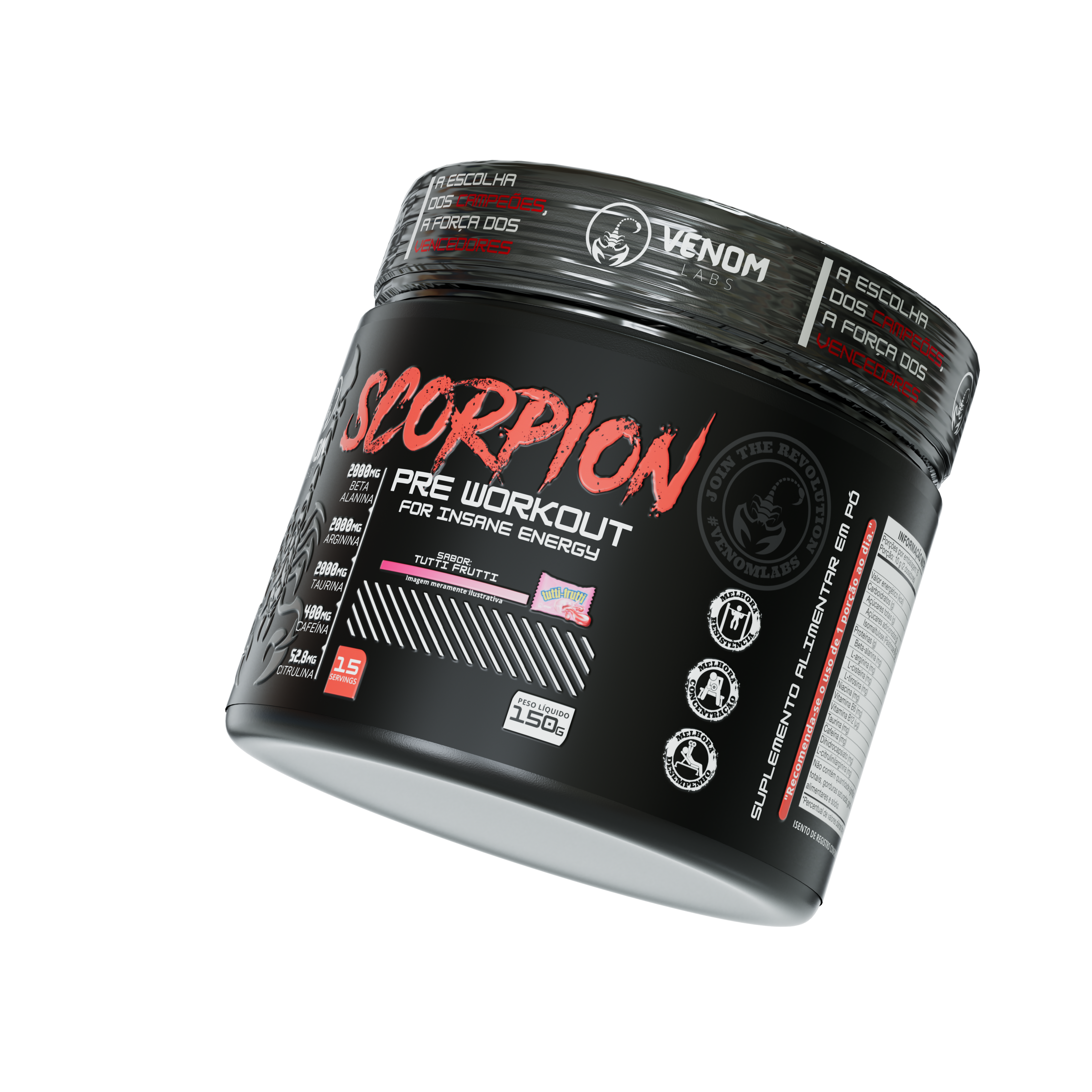 Pré-treino Scorpion (150g) Venom Labs - Sabor Tutti Fruit