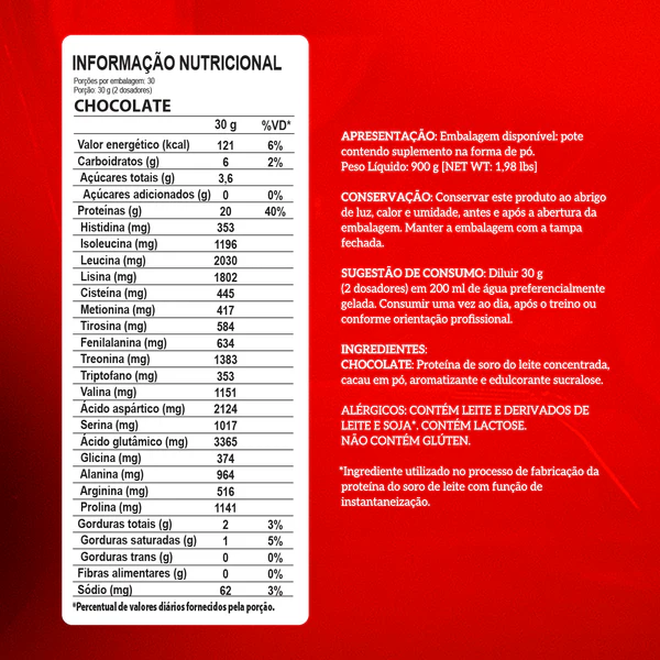 Whey 100% Pure (900g) Integralmedica - Sabor Chocolate