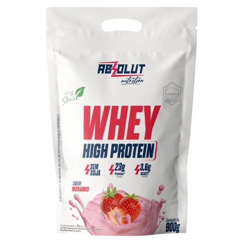 Whey High Protein (900g) Absolut Nutrition - Sabor Morango