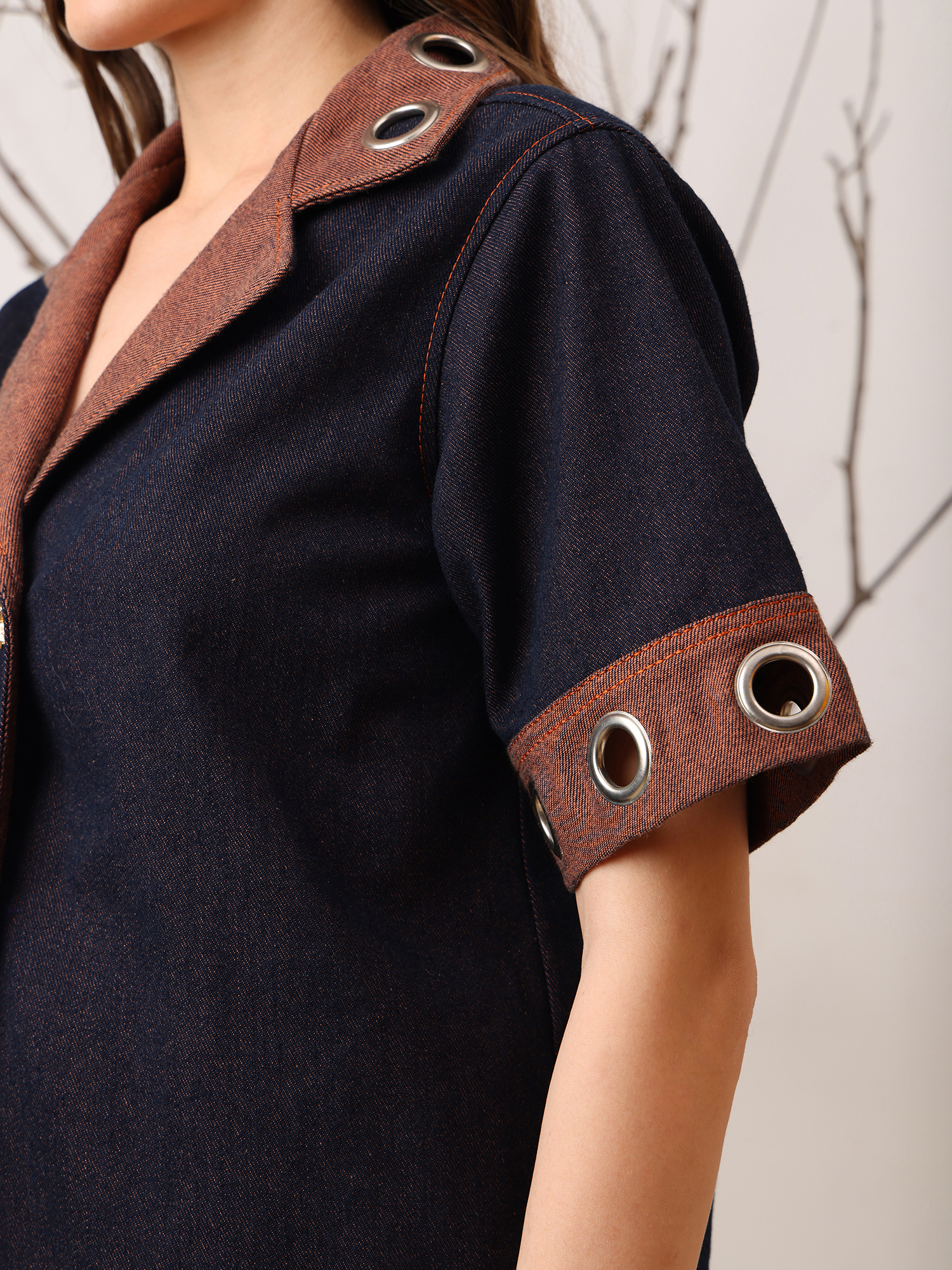 Two-piece dark denim set 