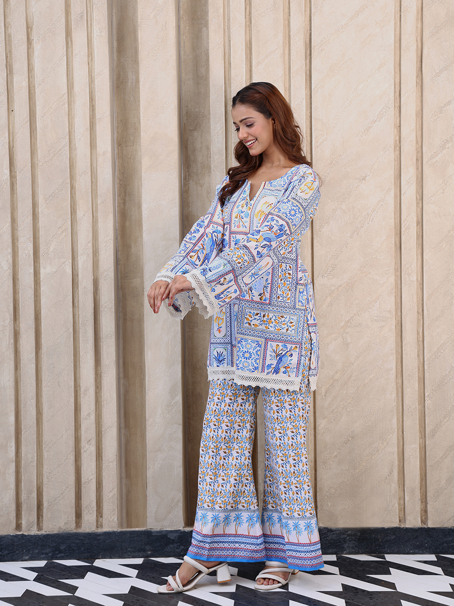 Blue Print Kurta Set