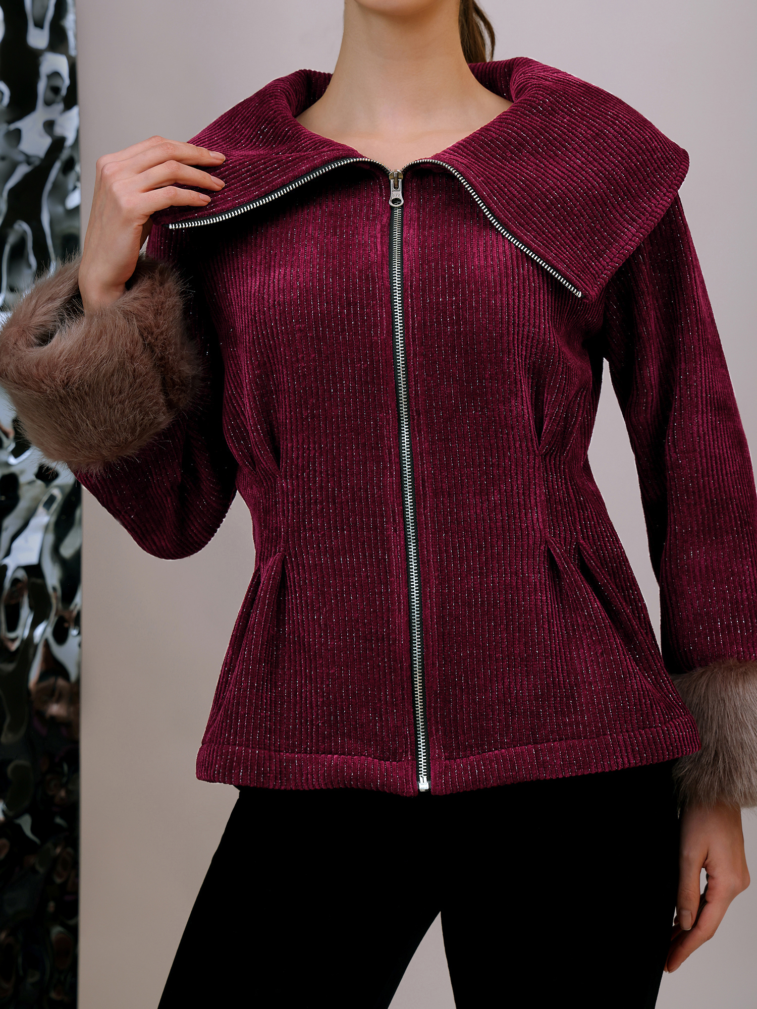 Plush Oversized Collar Jacket