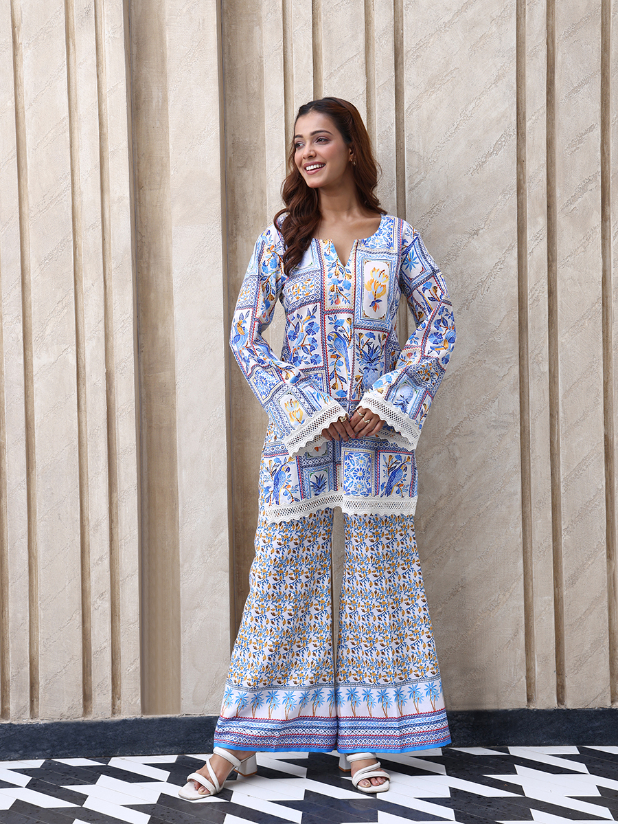 Blue Print Kurta Set