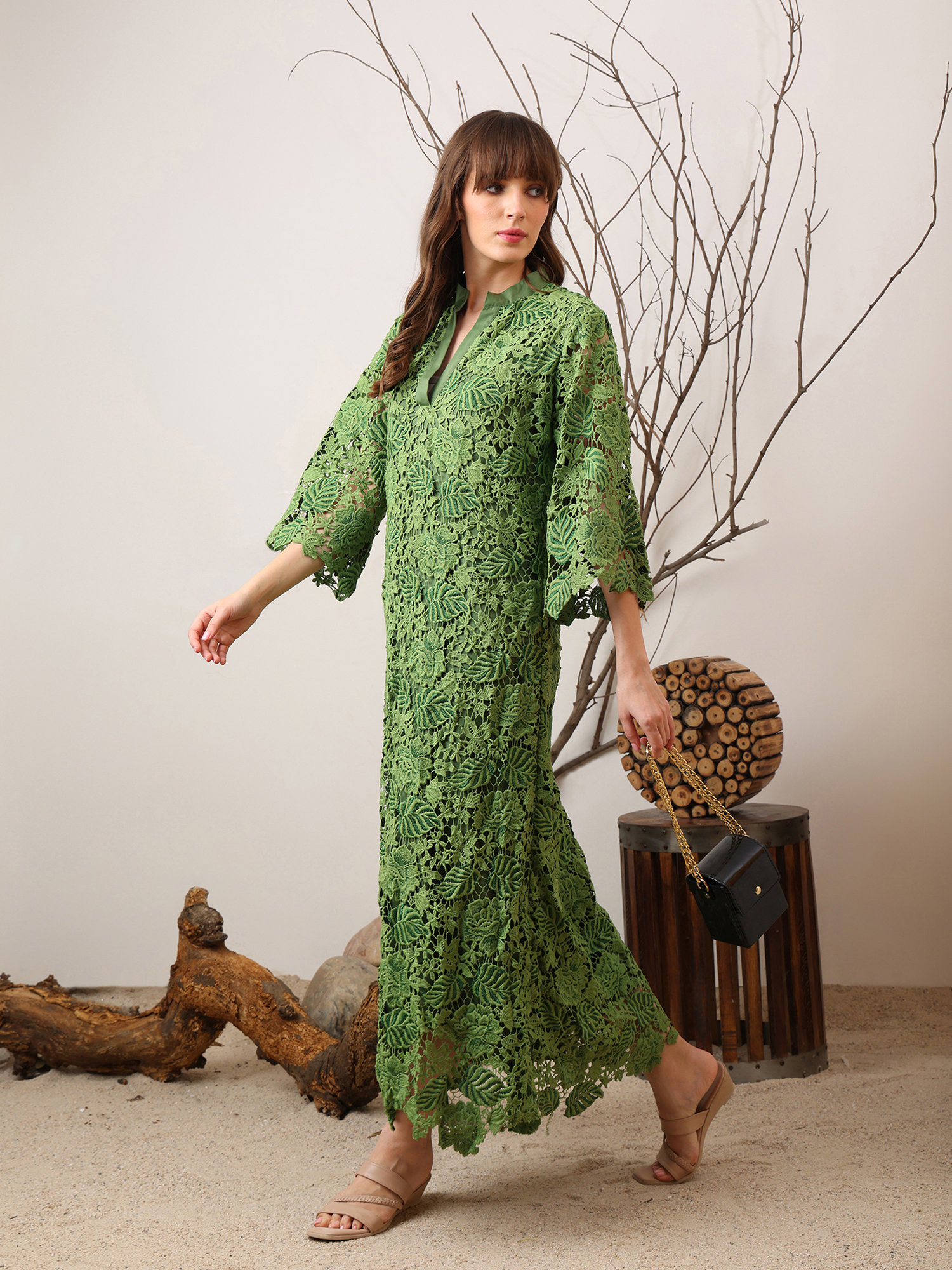 Green Lace Maxi Dress
