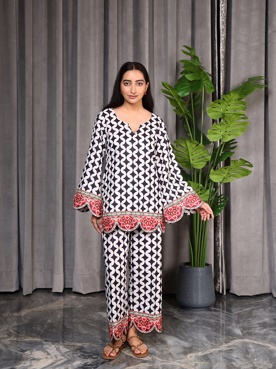 Black Print Kurta Co-ord Set