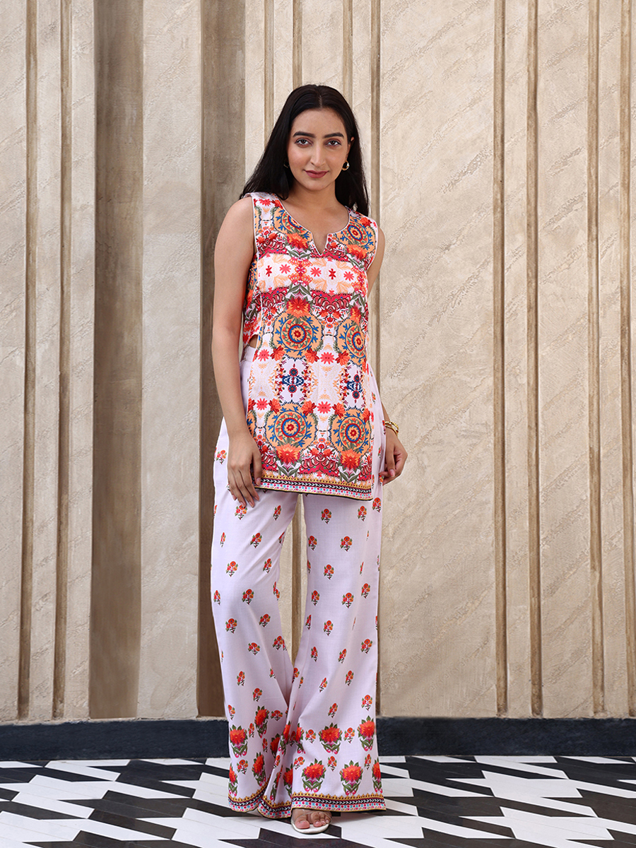 Embroidered Floral Summer Outfit