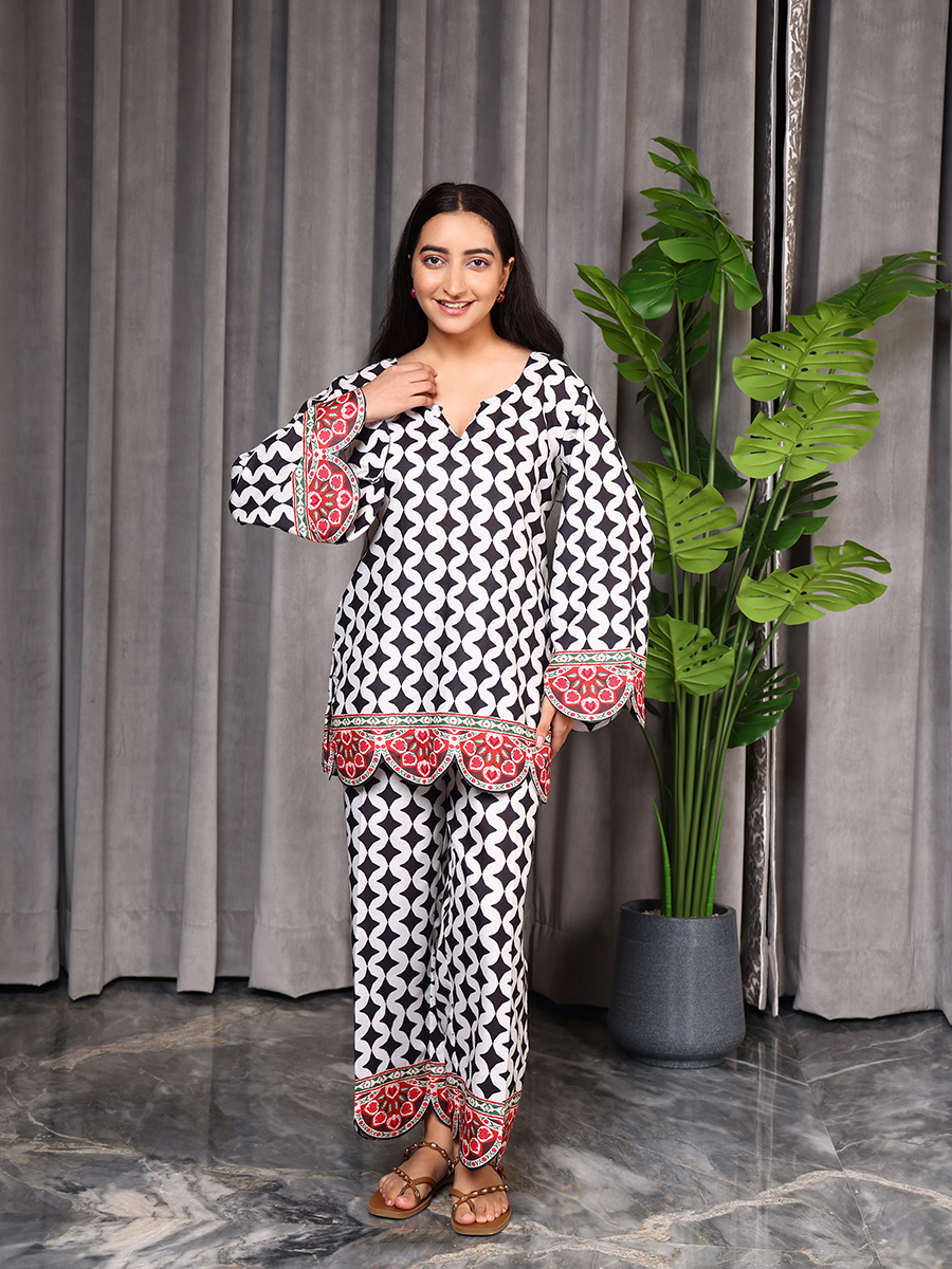 Black Print Kurta Co-ord Set