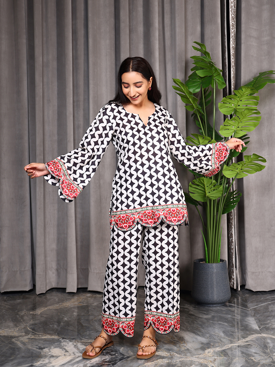 Black Print Kurta Co-ord Set