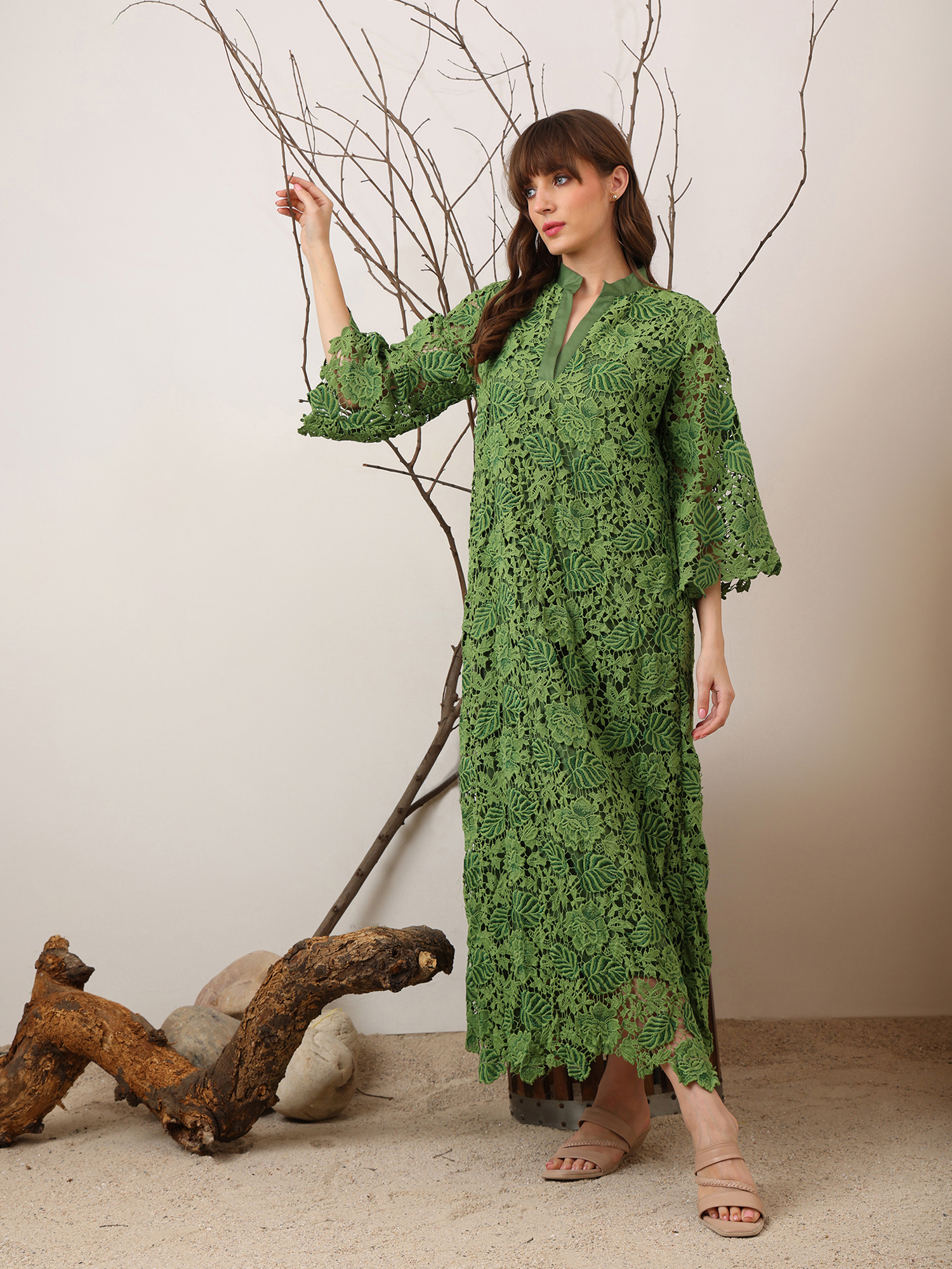 Green Lace Maxi Dress