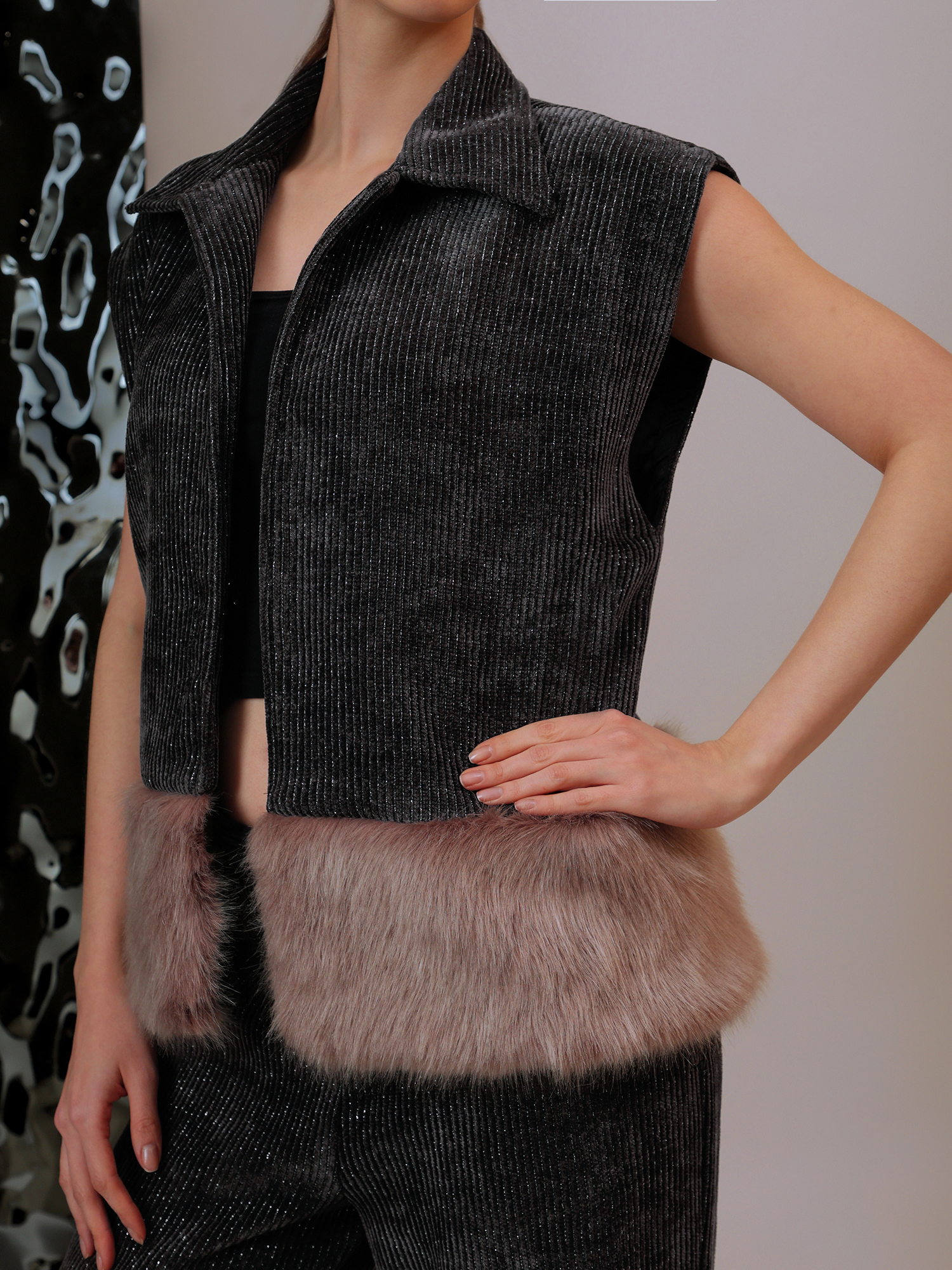 Plush Fur-Hem Jacket