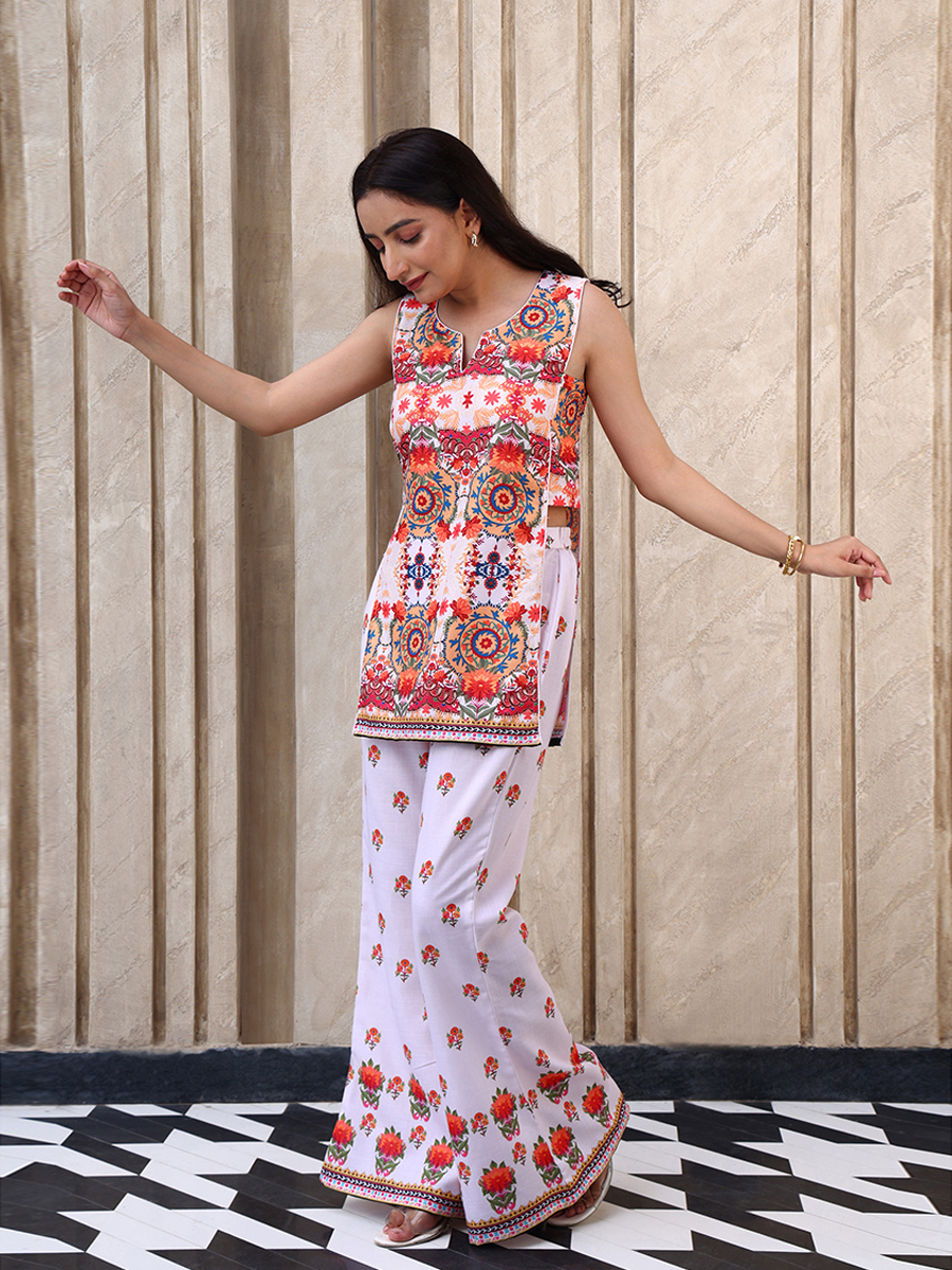 Embroidered Floral Summer Outfit