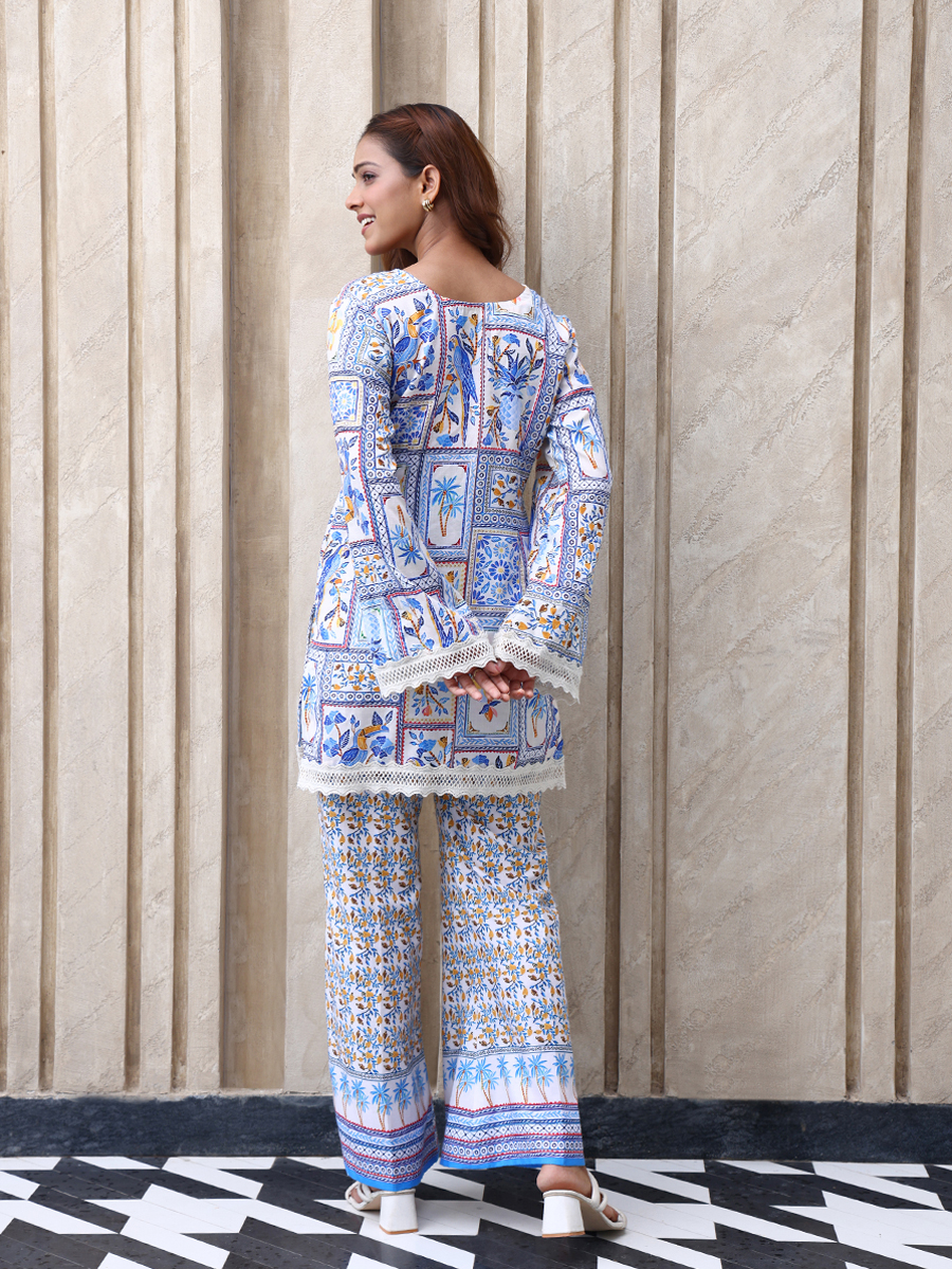 Blue Print Kurta Set