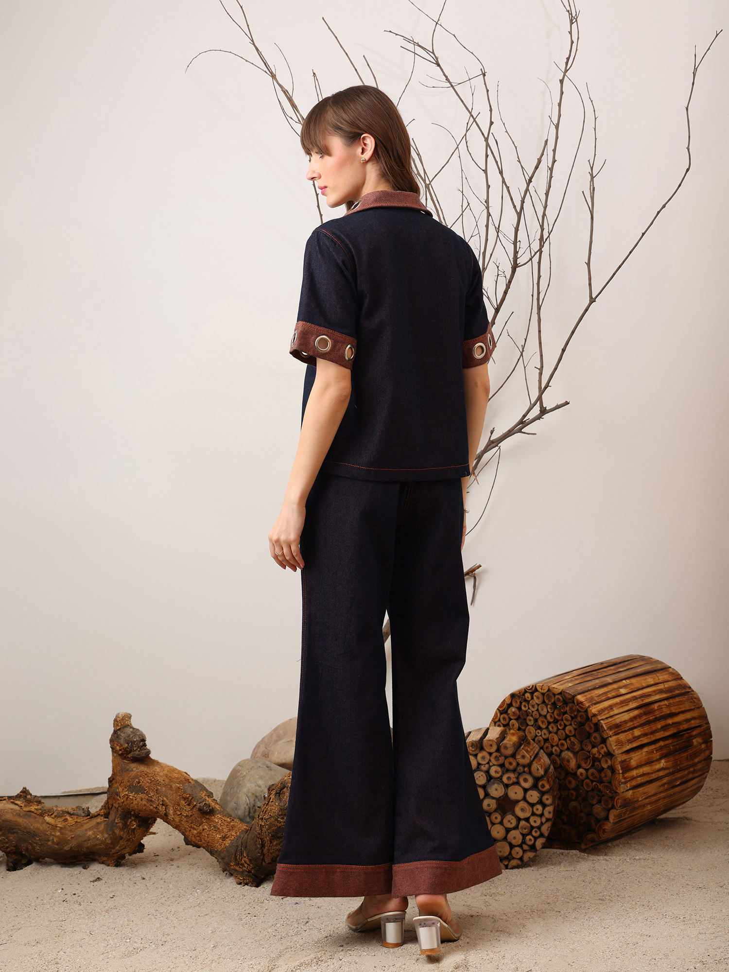 Two-piece dark denim set 