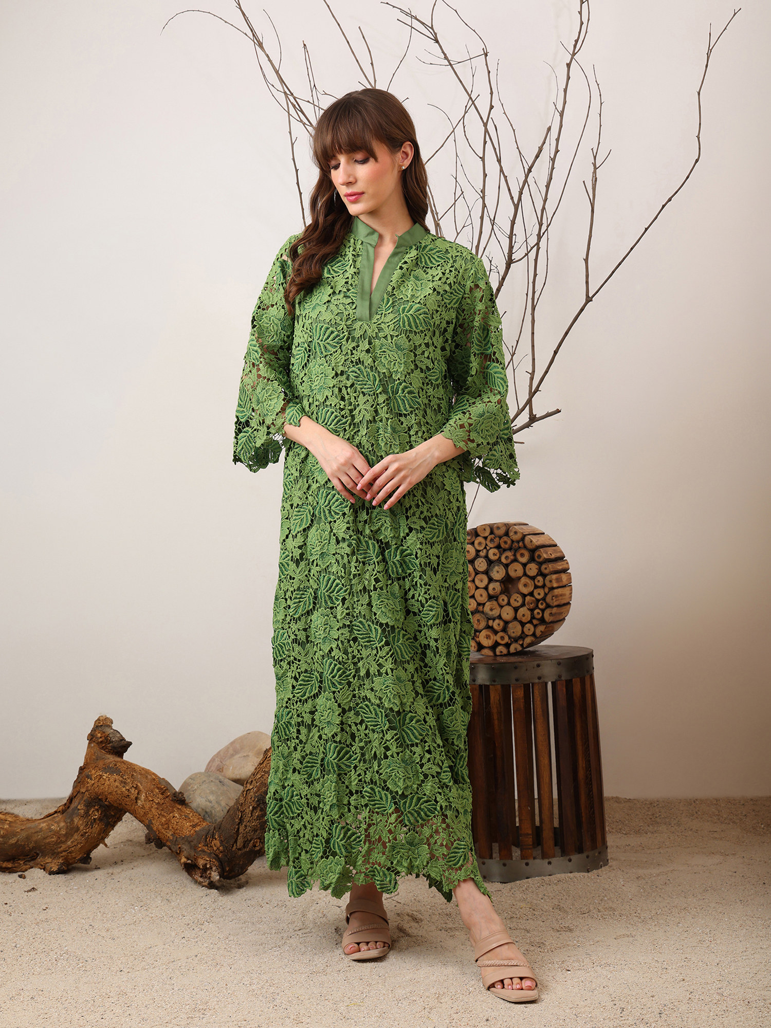 Green Lace Maxi Dress