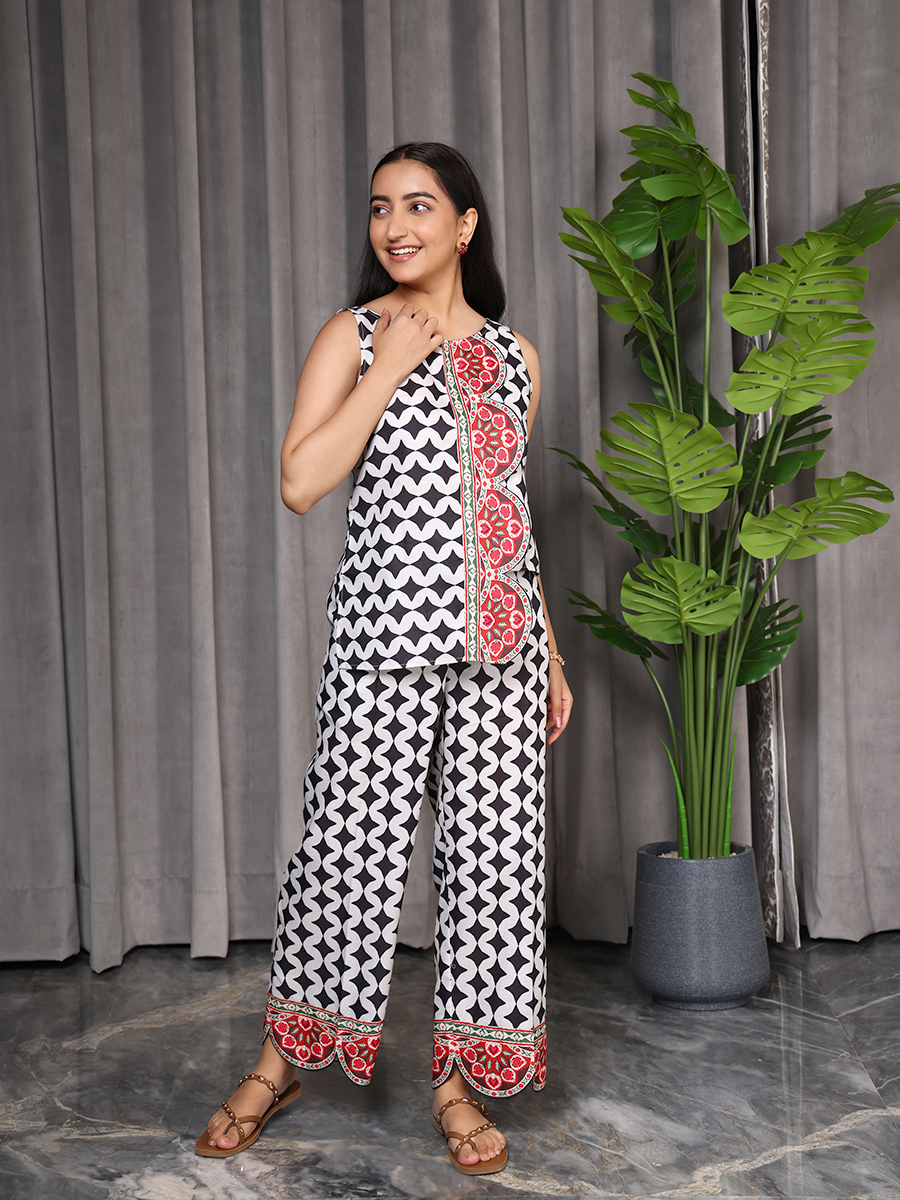Black Print Co-ord Set - Half and Half