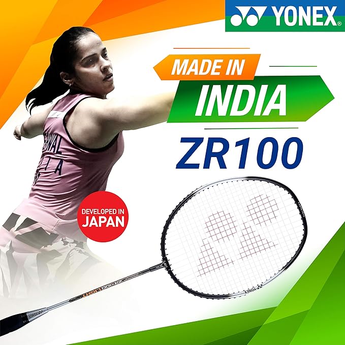 Yonex ZR 100 Light Aluminium Badminton Racquet with Full Cover | Made in India (Black, Pack of 1)