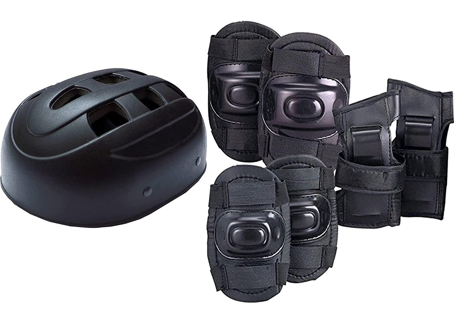 Mikado Sport SKATING PROTECTIVE SET WITH PLASTIC HELMET/Set for Roller Skates, Cycling, BMX Bike, Skateboard Inline Skating Scooter Riding Sports(4PCS)