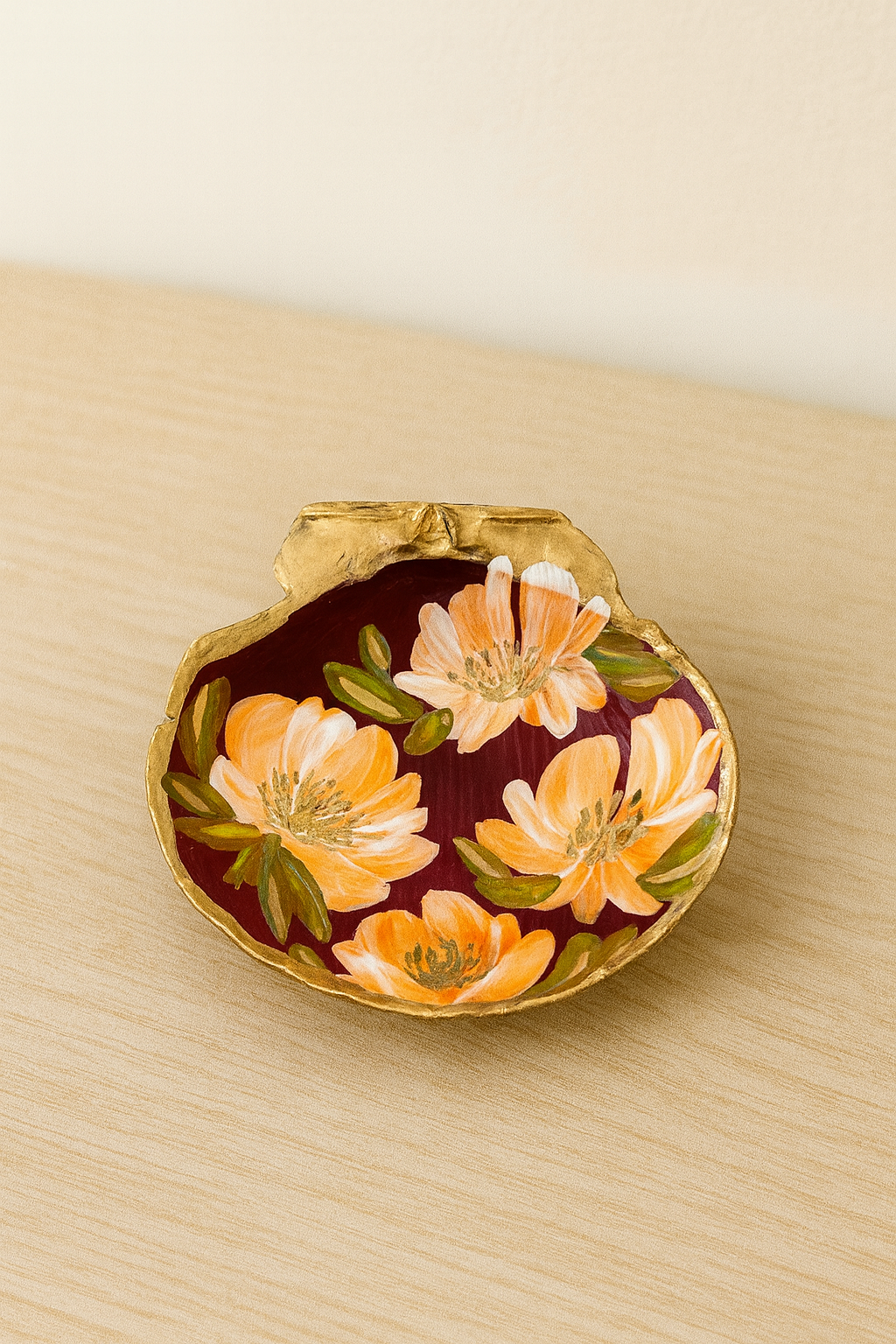 Hand-Painted Flower Trinket Dish
