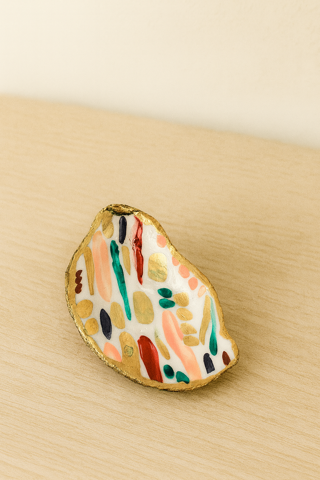 Hand-painted Decorative Oyster Shell Abstract