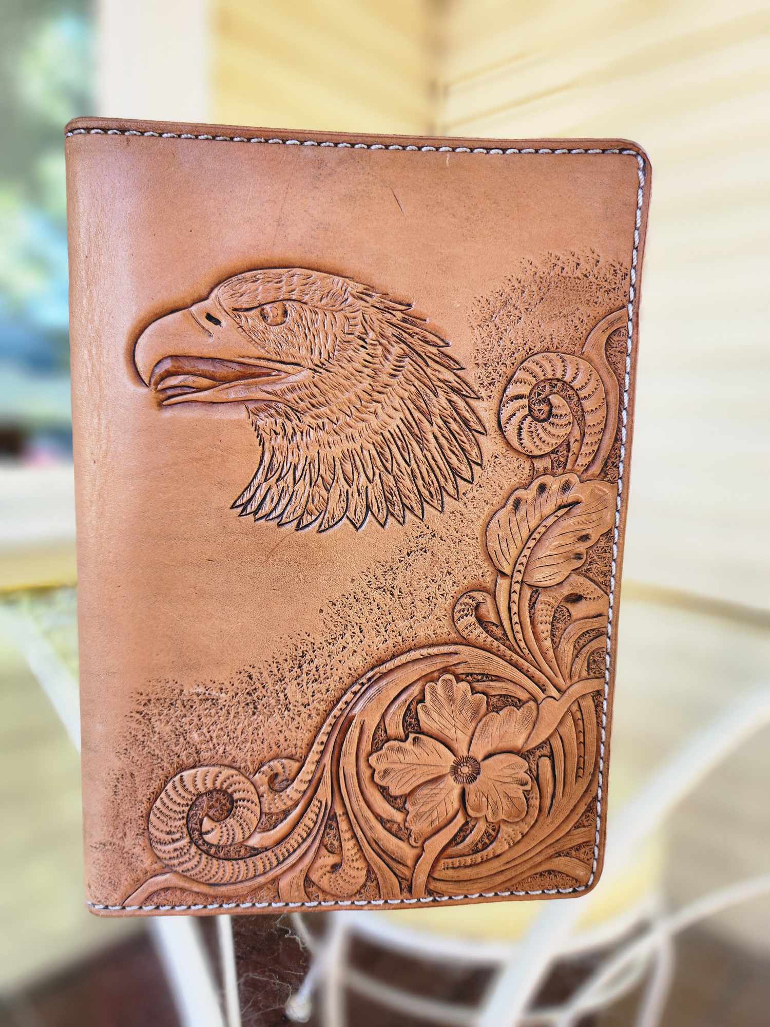 Handcrafted Eagle Leather Notebook Cover
