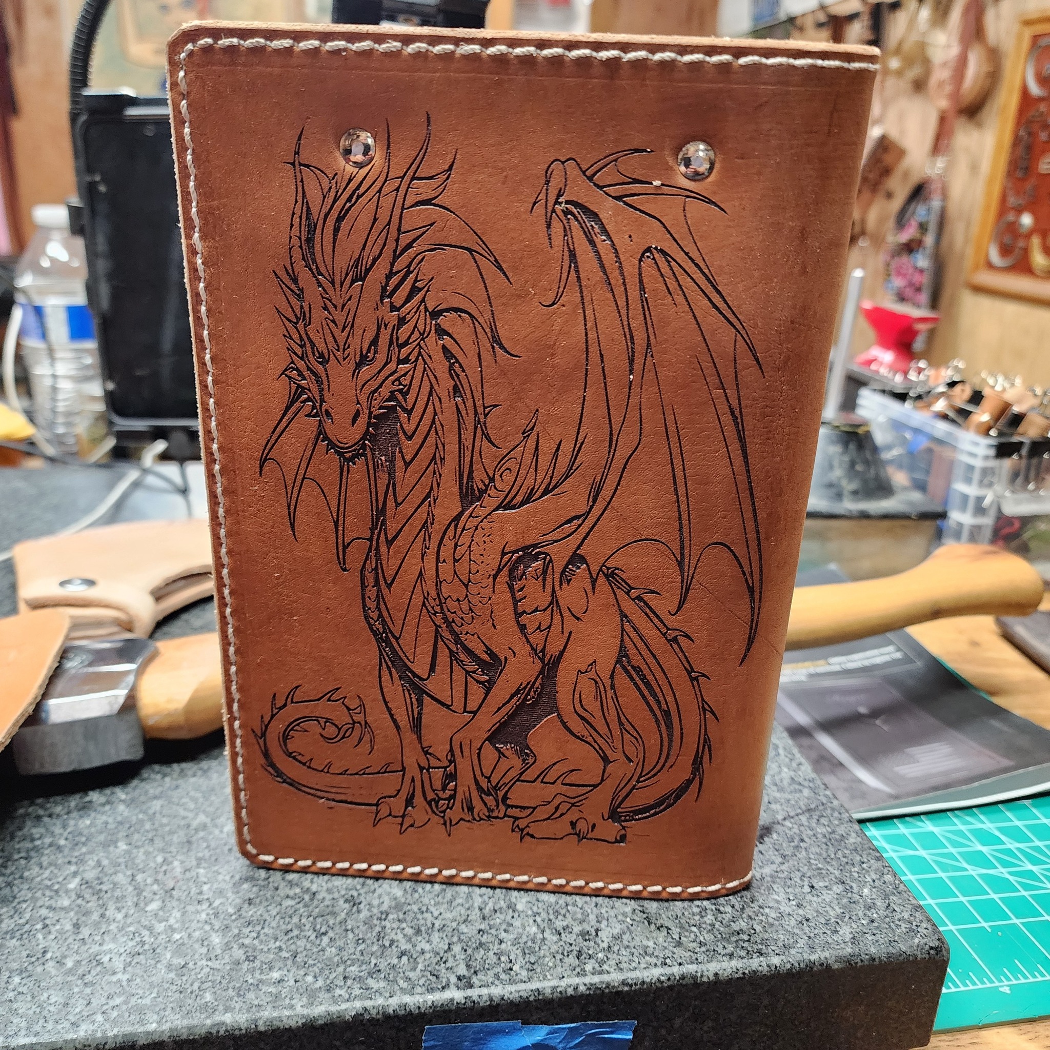Handcrafted Leather Journal with Dragon Engraving