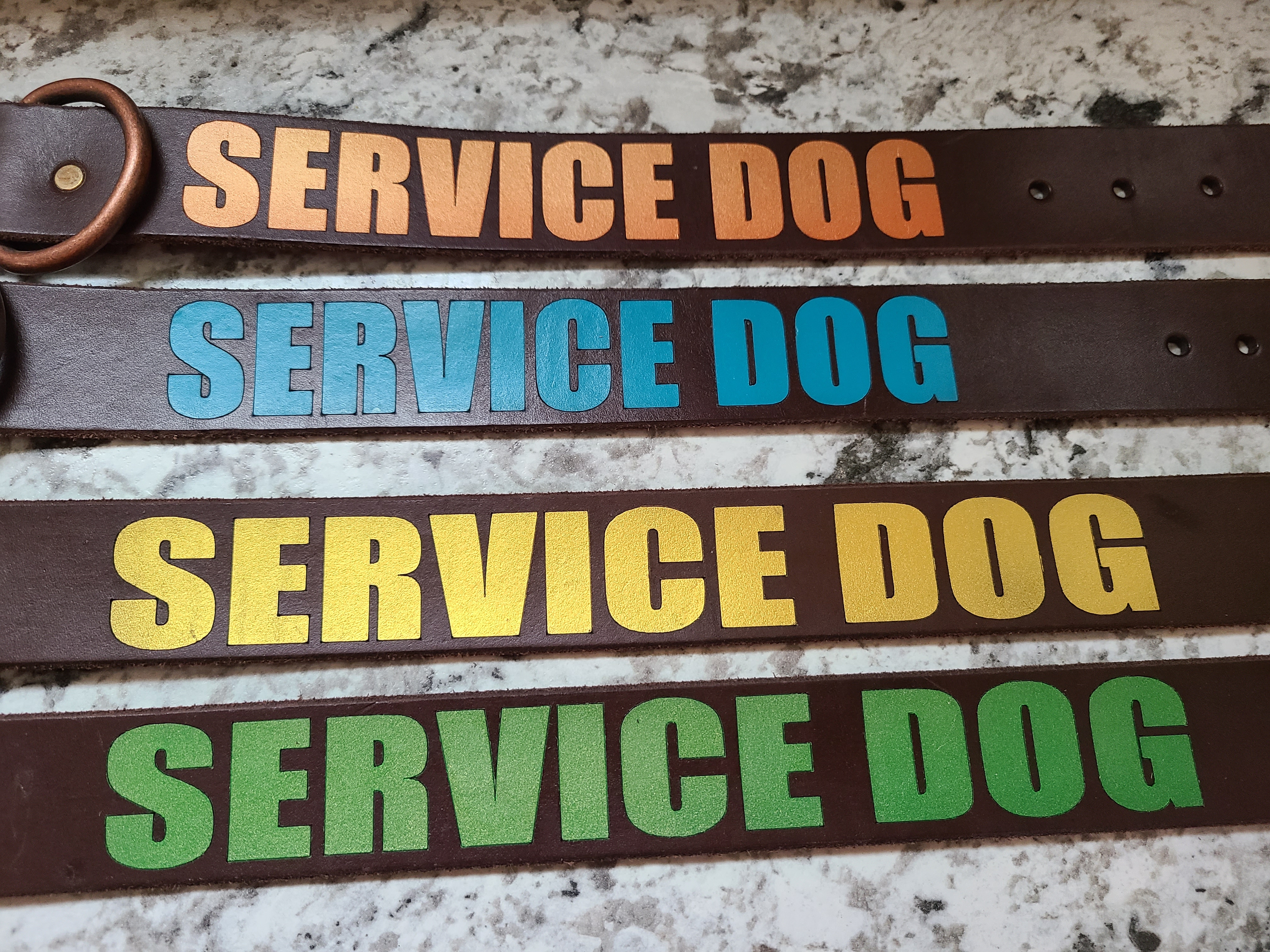 Flat Service Dog Leather Collars