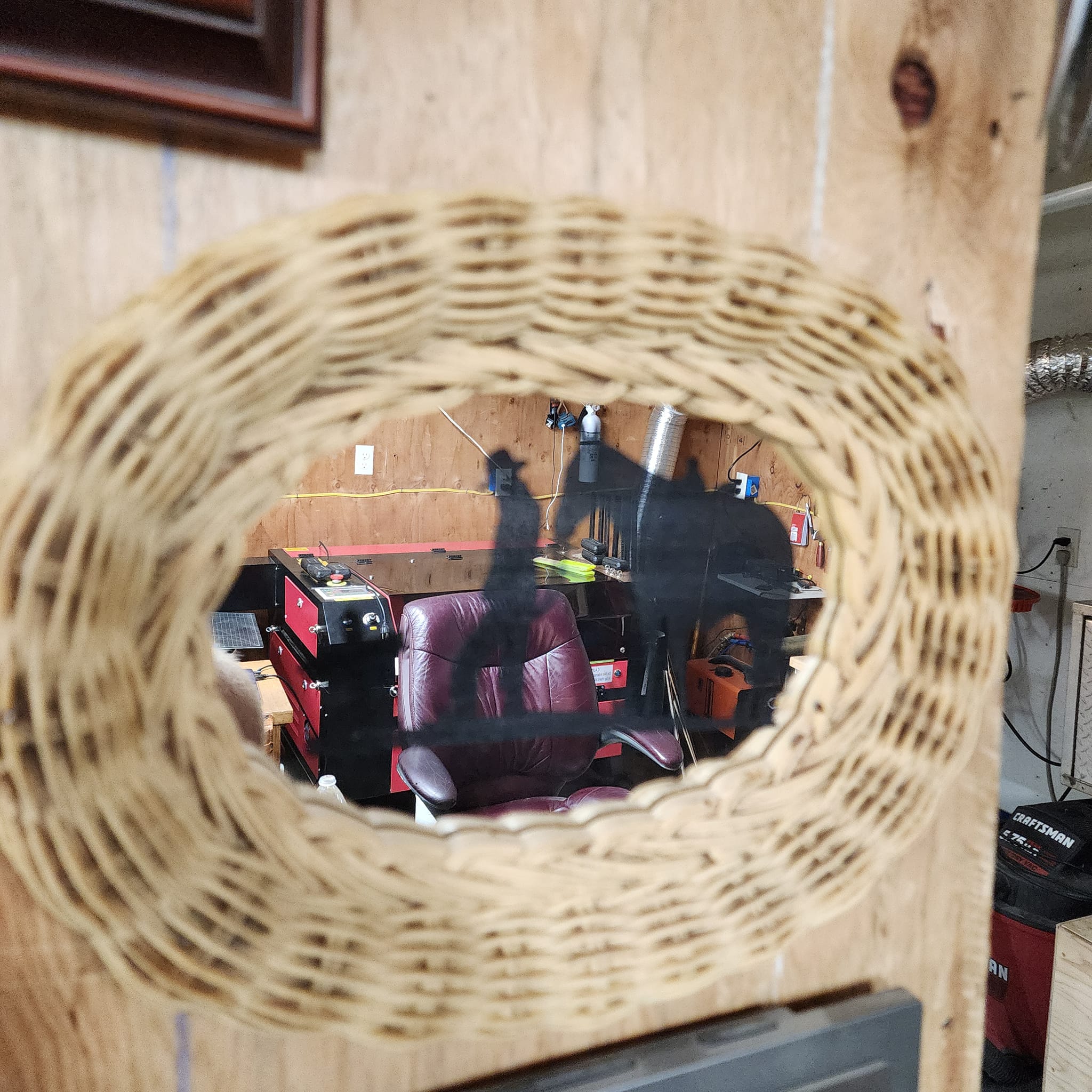 Handcrafted Woven Art with Cowboy and Horse Silhouette