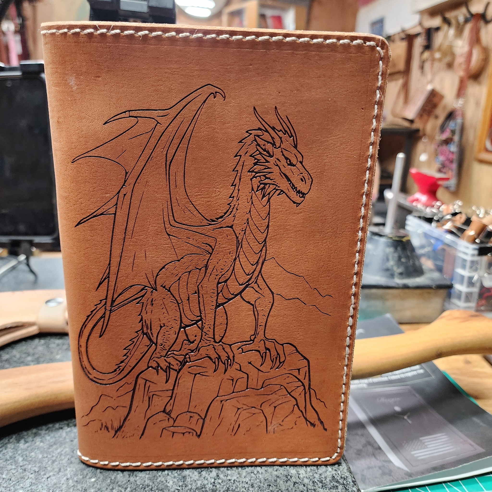 Handcrafted Leather Journal with Dragon Engraving
