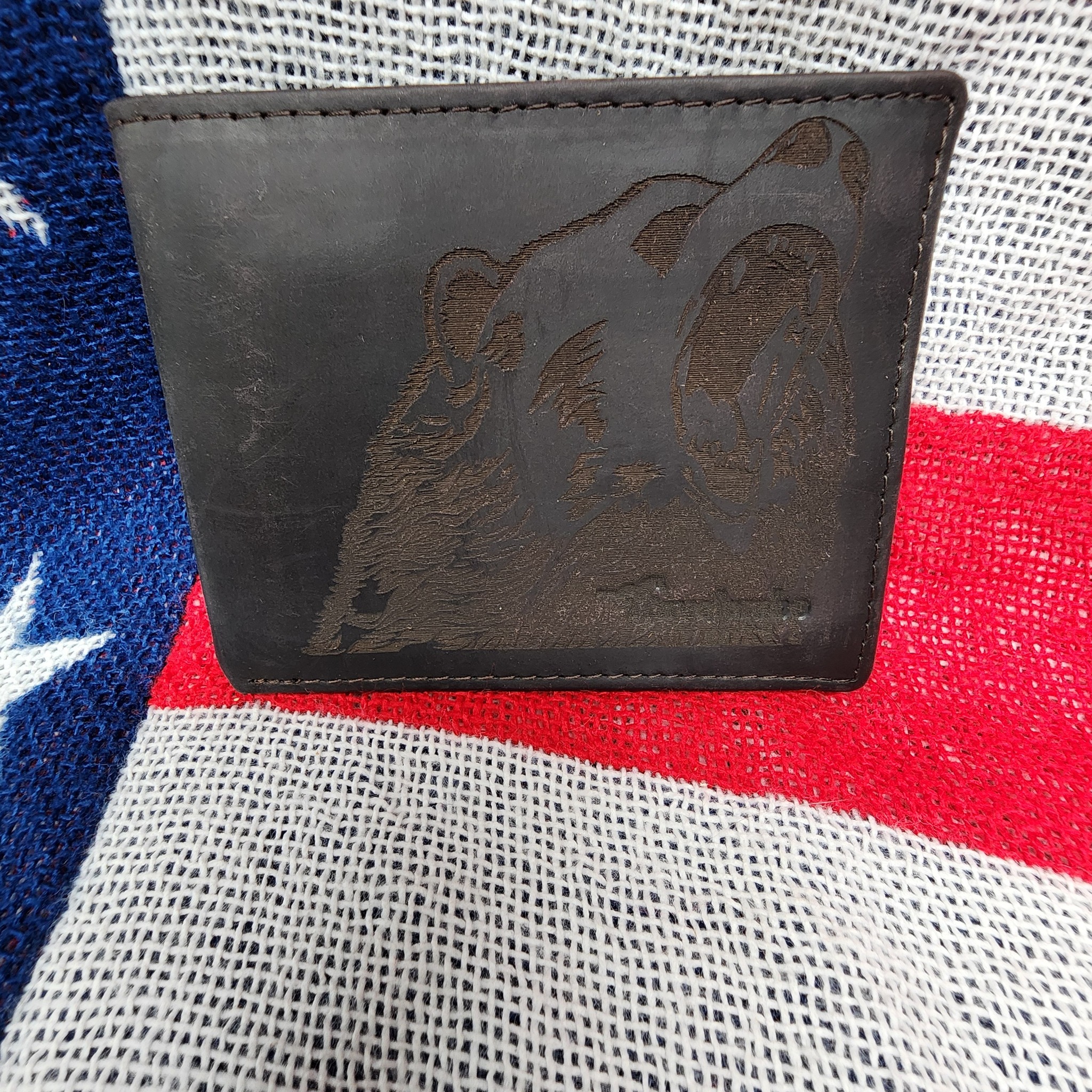 Bear Engraved Leather Wallet