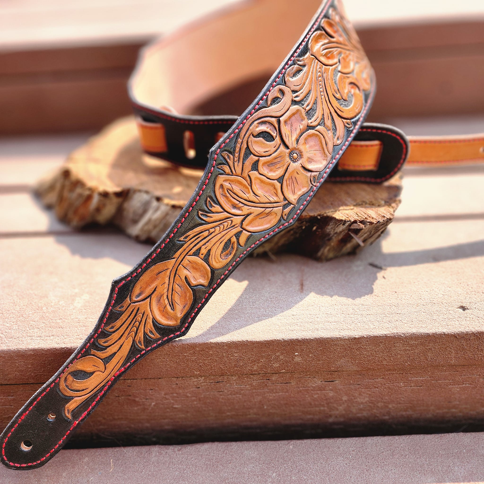 Custom Tooled Leather Guitar Strap
