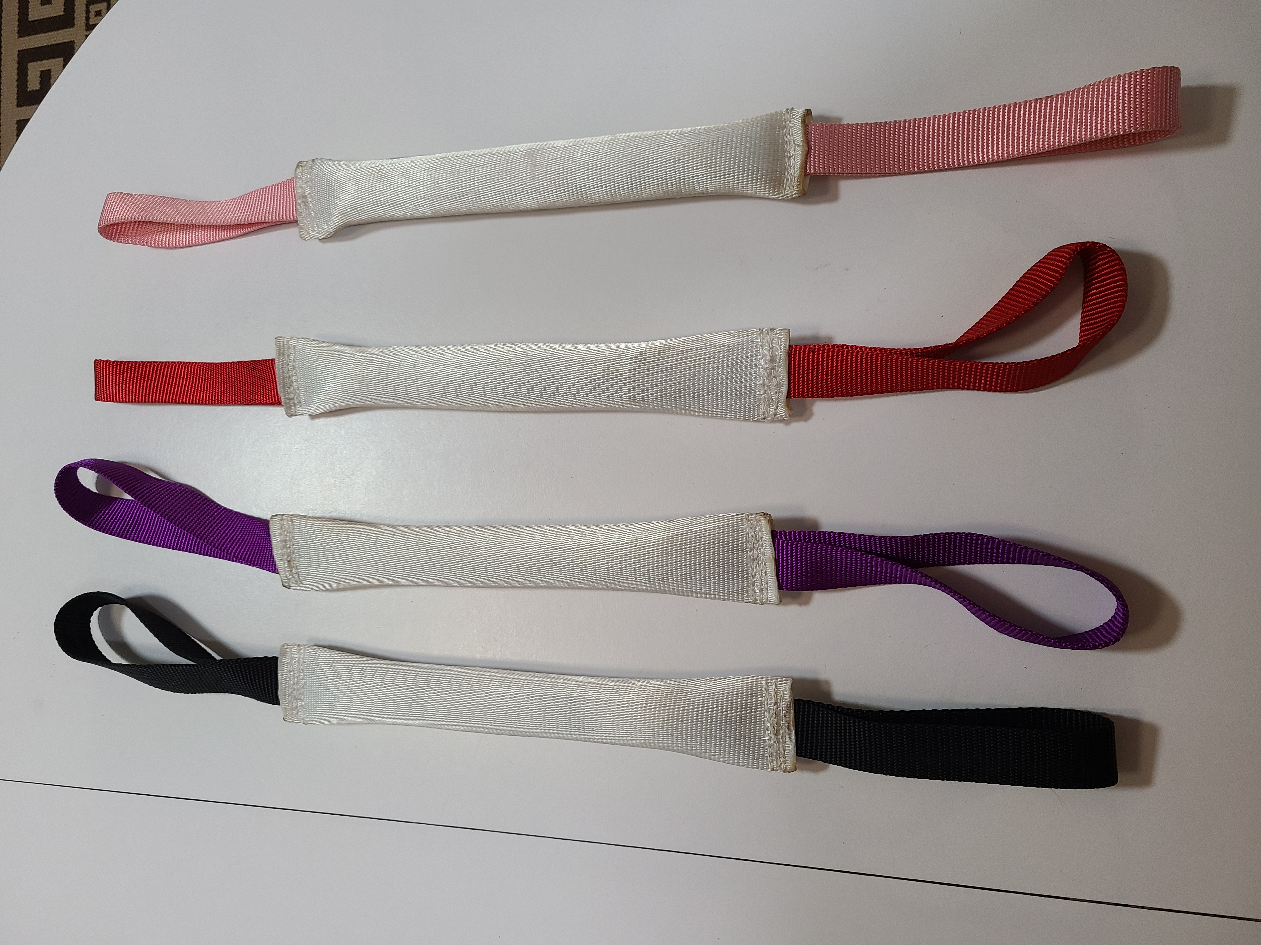 Double handle firehose interaction dog toy