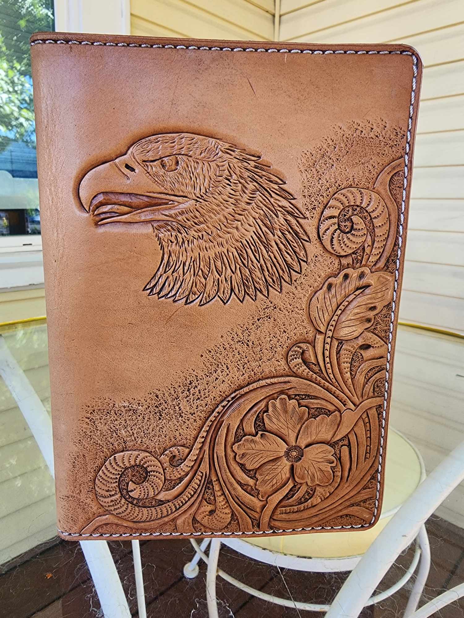 Handcrafted Eagle Leather Notebook Cover
