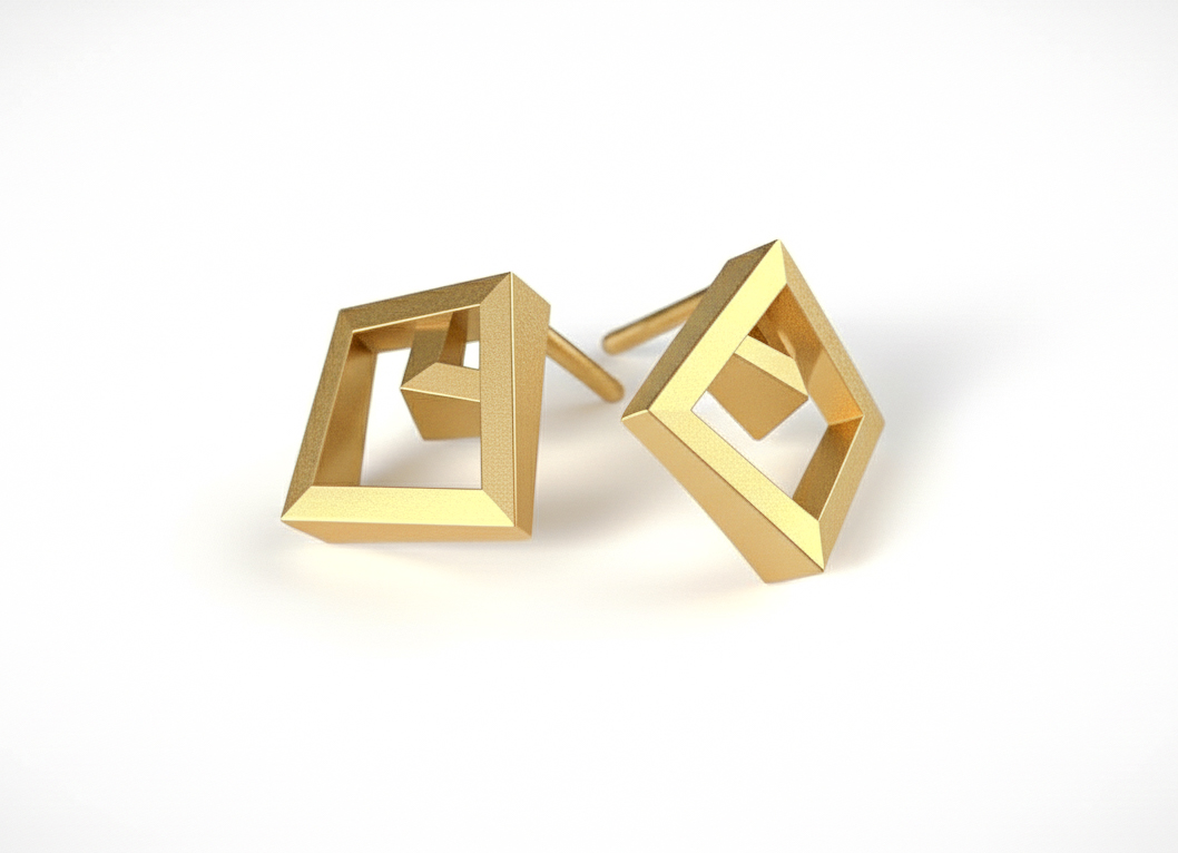 Geometric Gold Stud Earrings