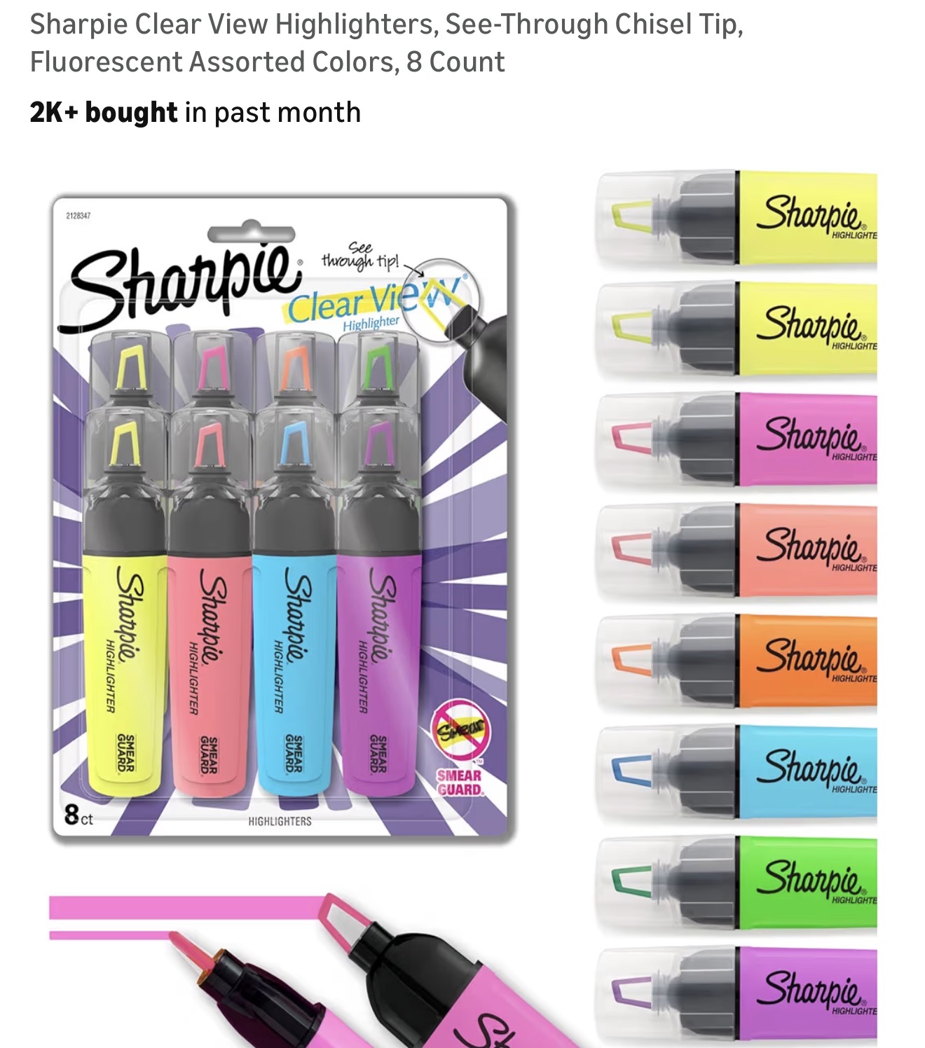 Sharpie Clear View Highlighters 8-Pack